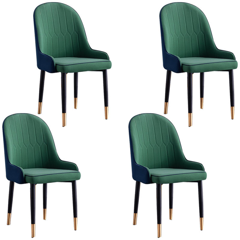 Modern Style Metal Armless Chair Faux Leather Side Chair for Dining Room