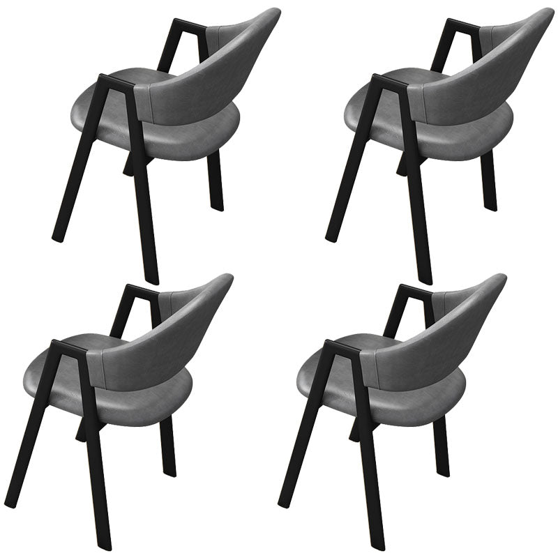 Modern Metal Arm Chair Open Back Dining Side Chair with Upholstered(Set of 4)