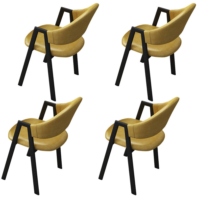 Modern Metal Arm Chair Open Back Dining Side Chair with Upholstered(Set of 4)