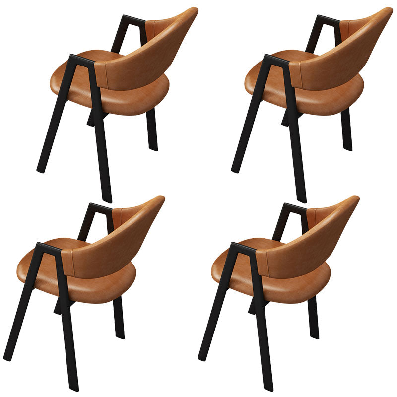 Modern Metal Arm Chair Open Back Dining Side Chair with Upholstered(Set of 4)