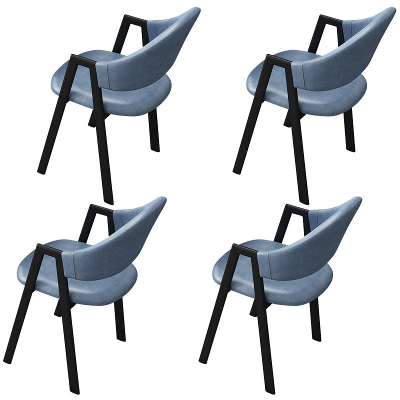 Modern Metal Arm Chair Open Back Dining Side Chair with Upholstered(Set of 4)