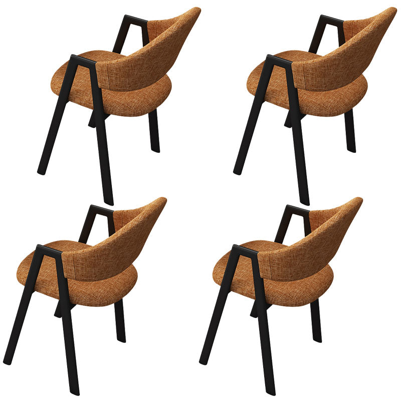 Modern Metal Arm Chair Open Back Dining Side Chair with Upholstered(Set of 4)