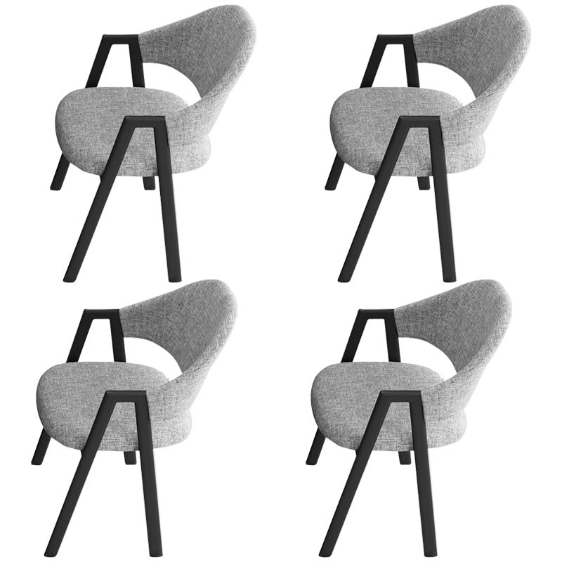 Modern Metal Arm Chair Open Back Dining Side Chair with Upholstered(Set of 4)