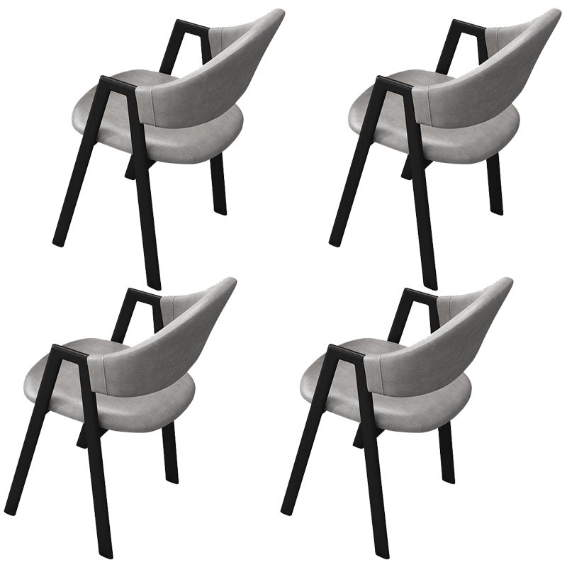 Modern Metal Arm Chair Open Back Dining Side Chair with Upholstered(Set of 4)