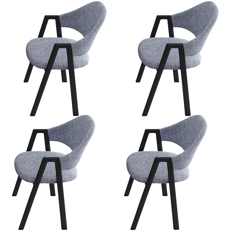 Modern Metal Arm Chair Open Back Dining Side Chair with Upholstered(Set of 4)