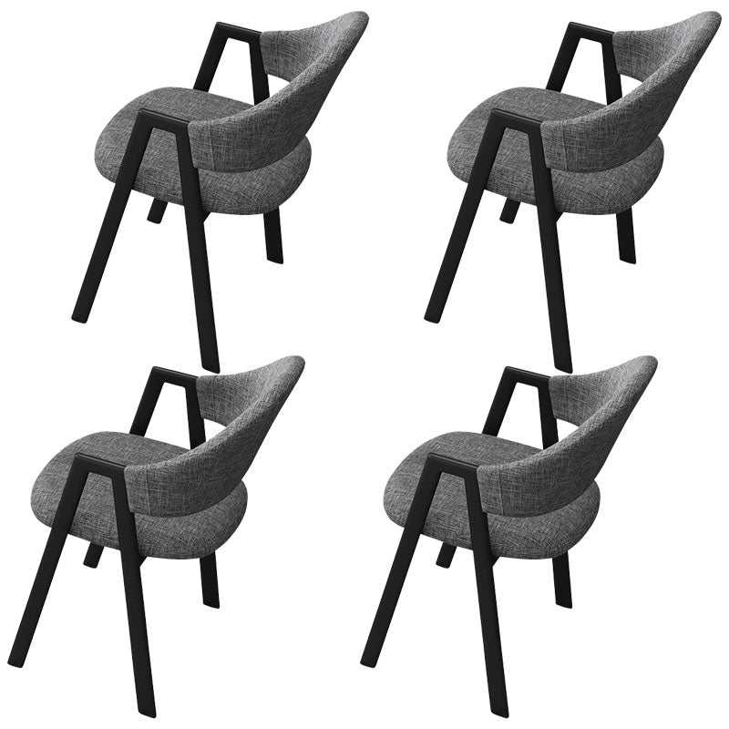 Modern Metal Arm Chair Open Back Dining Side Chair with Upholstered(Set of 4)