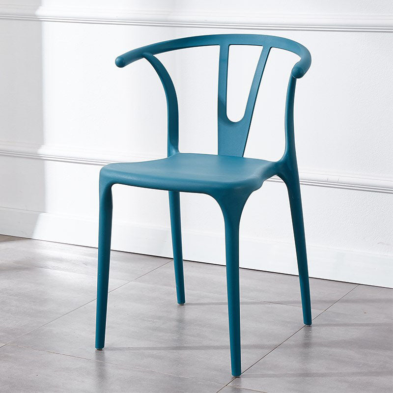 Contemporary Plastic Kitchen and Dining Room Chair Slat Back Side Chair