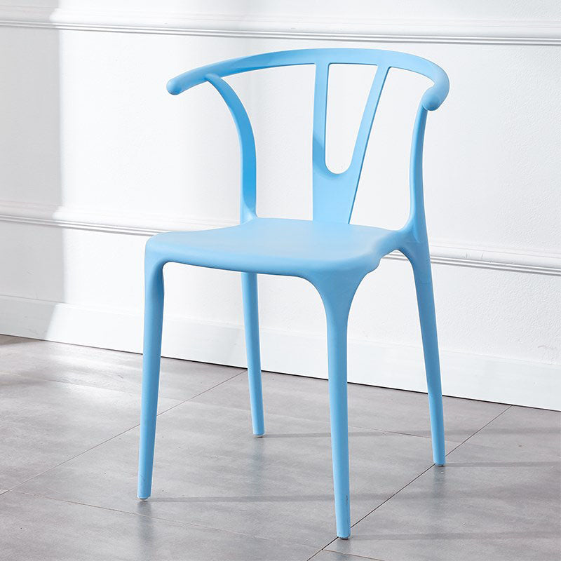 Contemporary Plastic Kitchen and Dining Room Chair Slat Back Side Chair