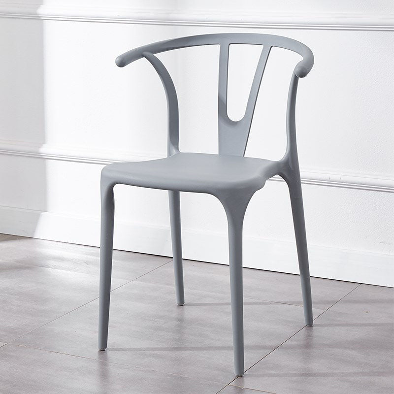 Contemporary Plastic Kitchen and Dining Room Chair Slat Back Side Chair