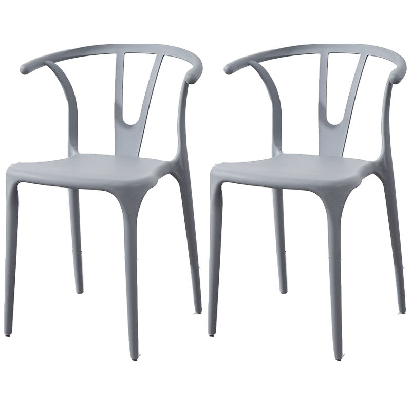 Contemporary Plastic Kitchen and Dining Room Chair Slat Back Side Chair