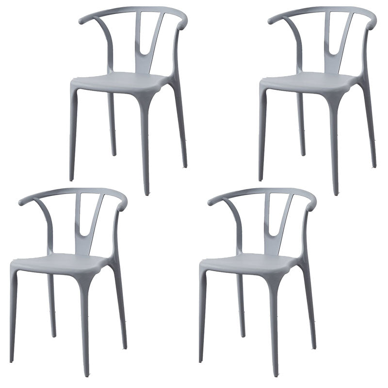 Contemporary Plastic Kitchen and Dining Room Chair Slat Back Side Chair