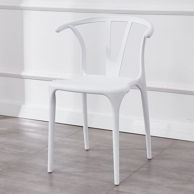 Contemporary Plastic Kitchen and Dining Room Chair Slat Back Side Chair