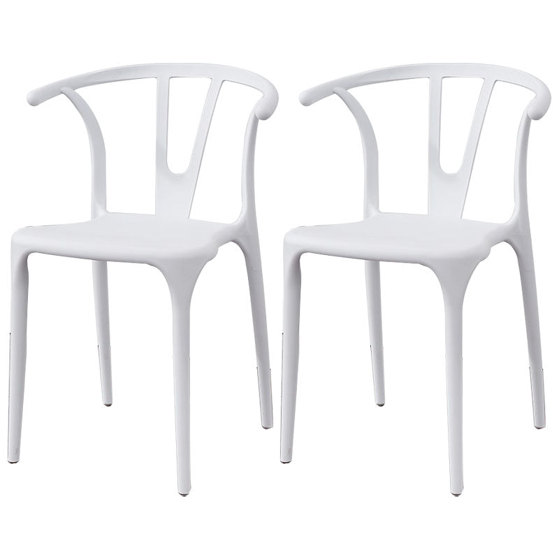 Contemporary Plastic Kitchen and Dining Room Chair Slat Back Side Chair