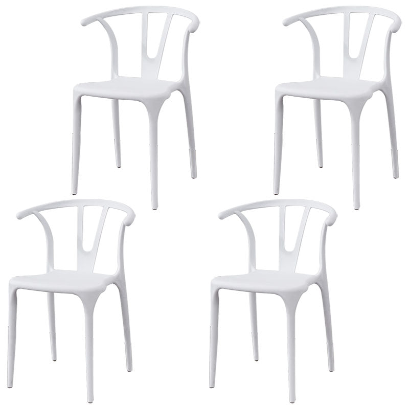 Contemporary Plastic Kitchen and Dining Room Chair Slat Back Side Chair