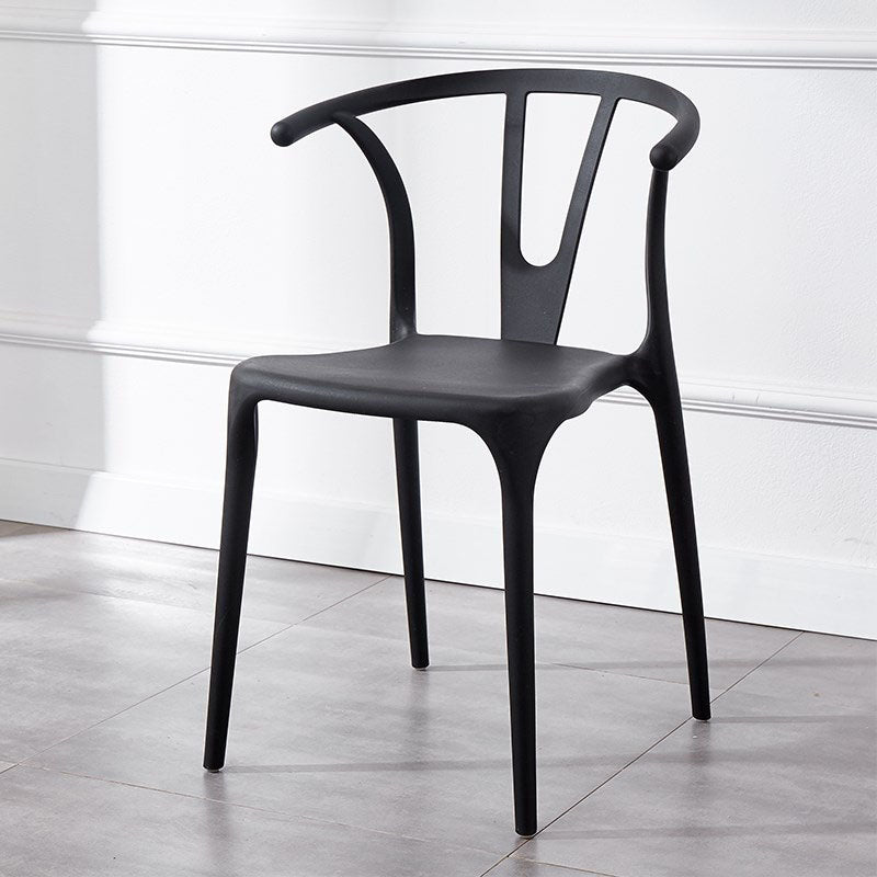 Contemporary Plastic Kitchen and Dining Room Chair Slat Back Side Chair