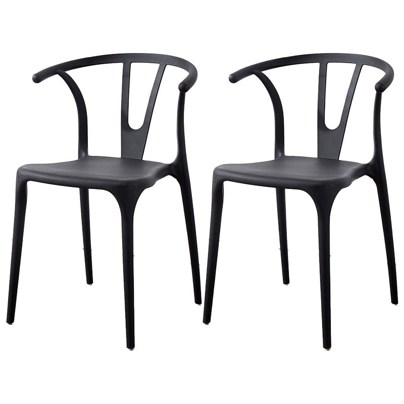 Contemporary Plastic Kitchen and Dining Room Chair Slat Back Side Chair