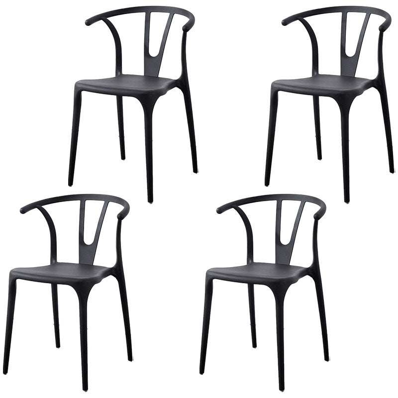 Contemporary Plastic Kitchen and Dining Room Chair Slat Back Side Chair