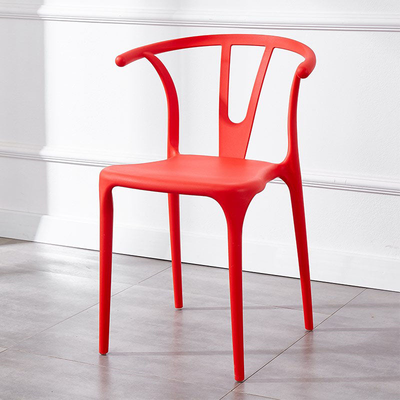 Contemporary Plastic Kitchen and Dining Room Chair Slat Back Side Chair