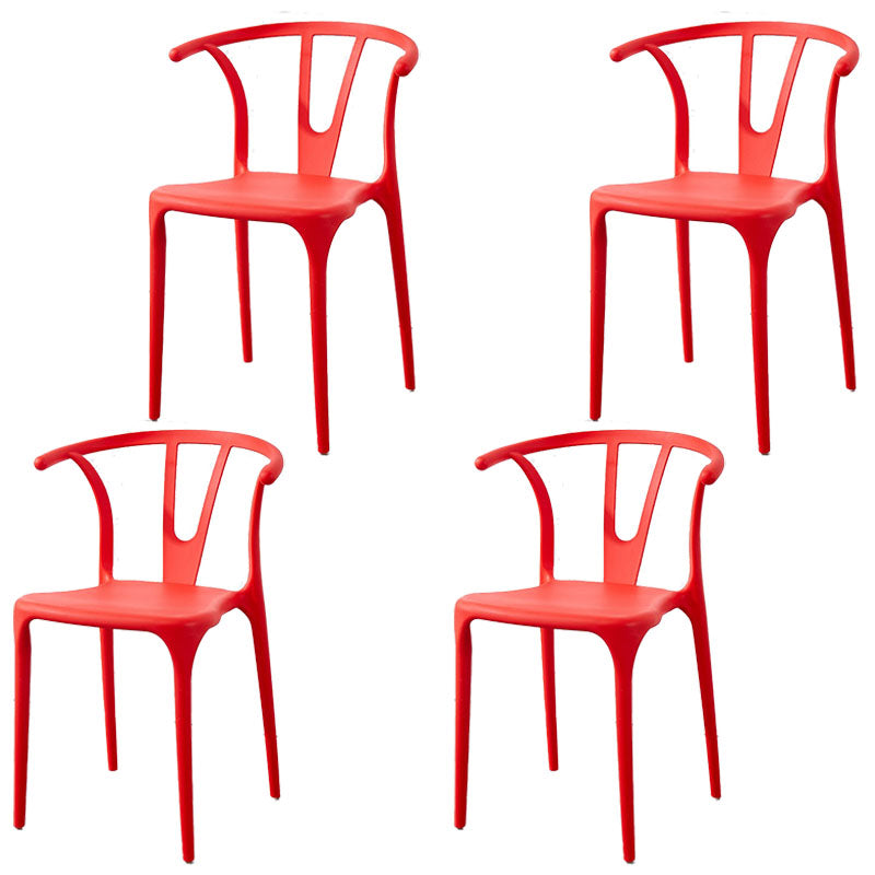 Contemporary Plastic Kitchen and Dining Room Chair Slat Back Side Chair