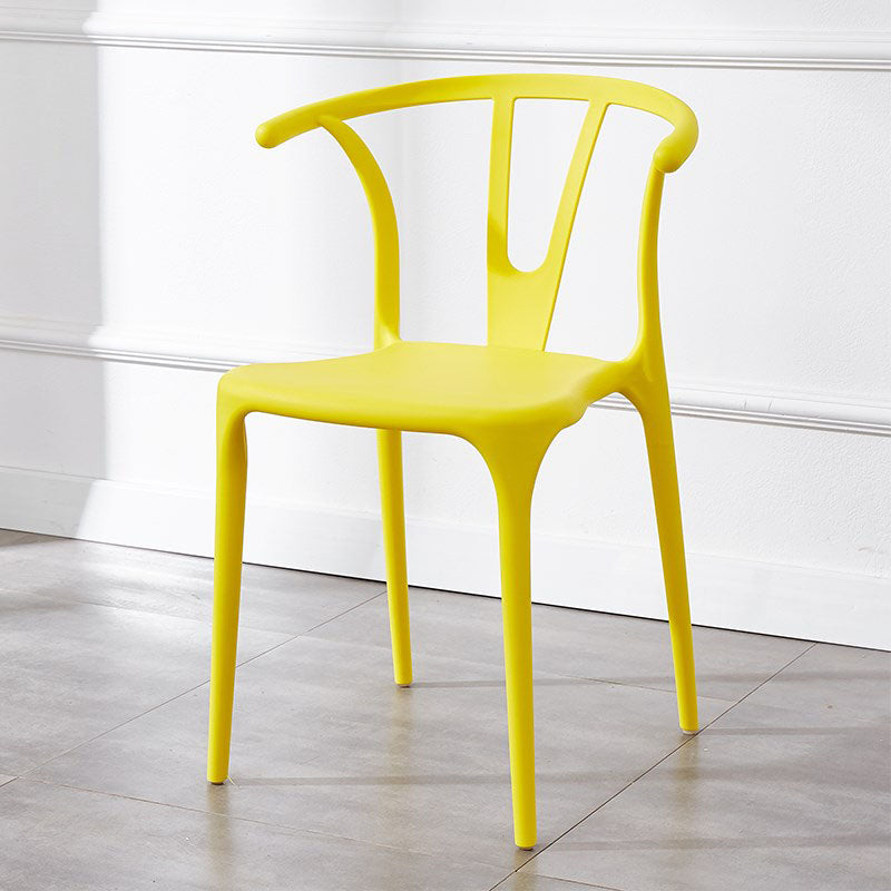 Contemporary Plastic Kitchen and Dining Room Chair Slat Back Side Chair