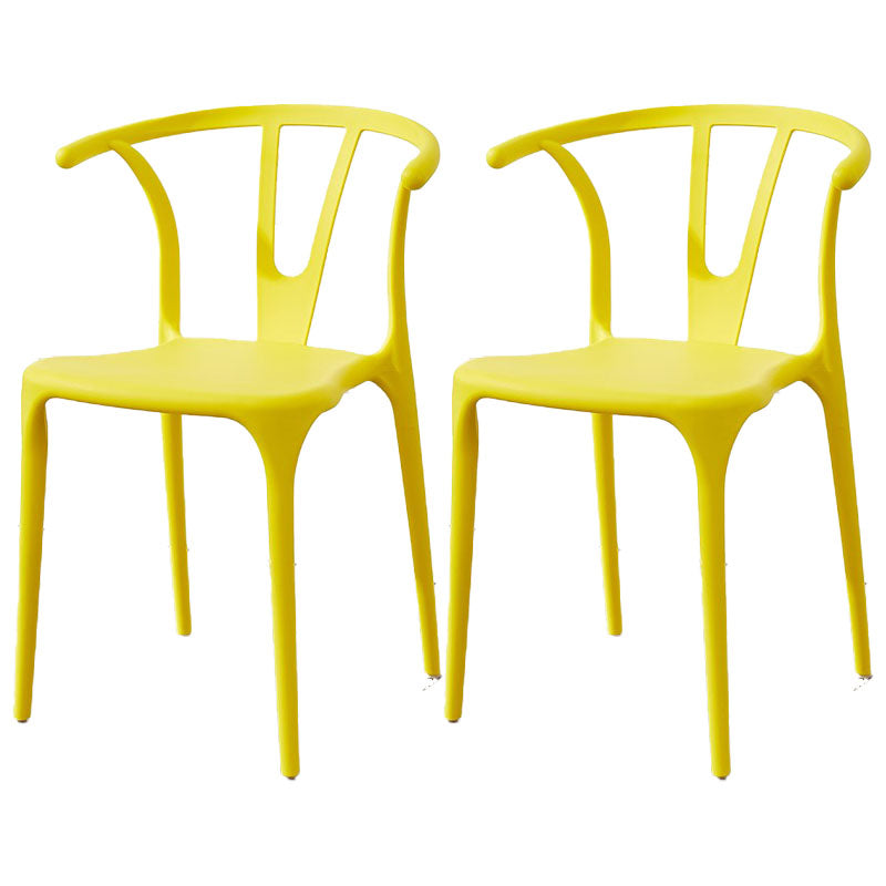 Contemporary Plastic Kitchen and Dining Room Chair Slat Back Side Chair