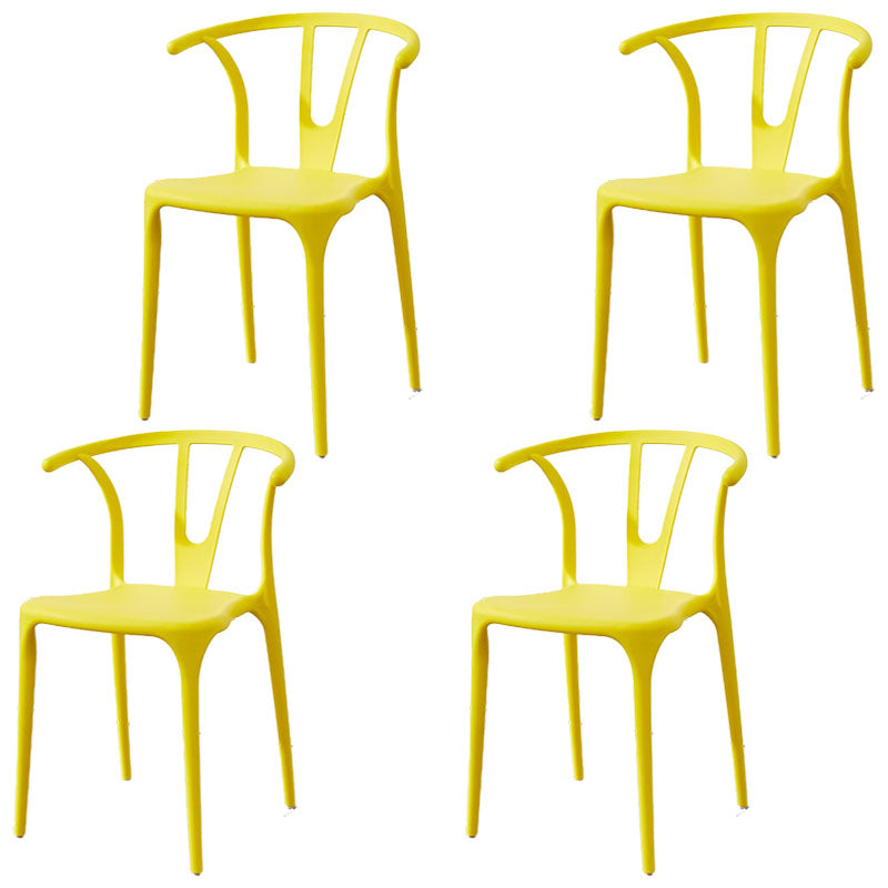 Contemporary Plastic Kitchen and Dining Room Chair Slat Back Side Chair