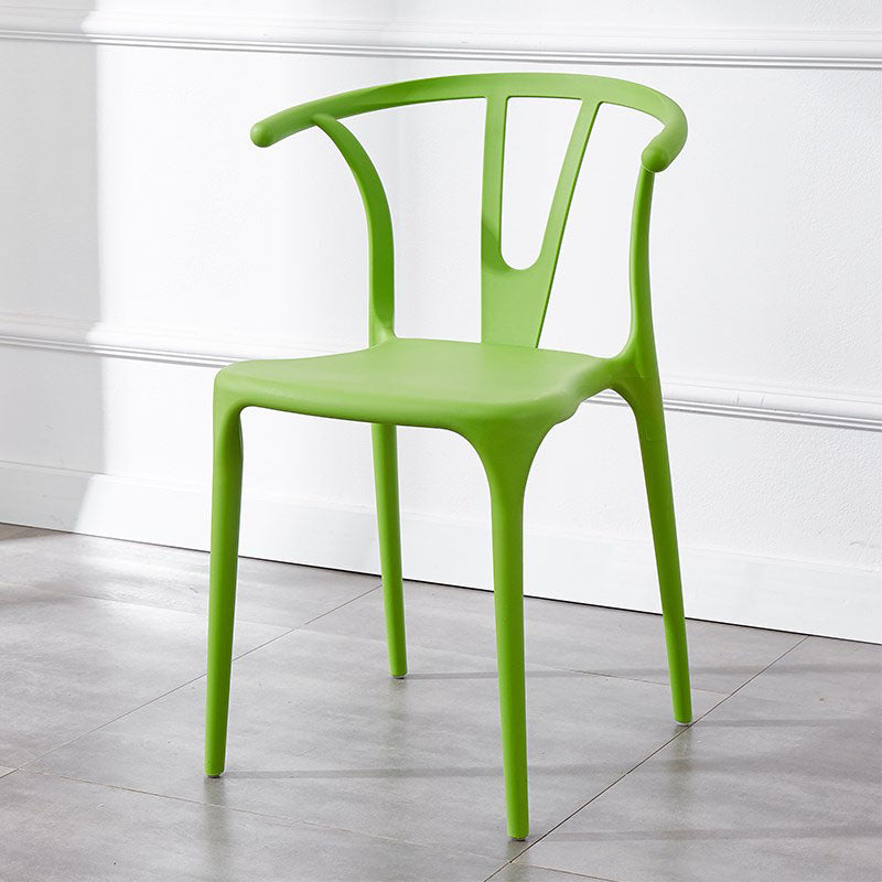 Contemporary Plastic Kitchen and Dining Room Chair Slat Back Side Chair