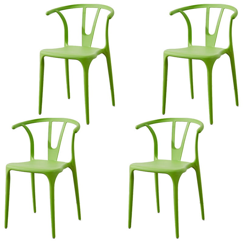 Contemporary Plastic Kitchen and Dining Room Chair Slat Back Side Chair