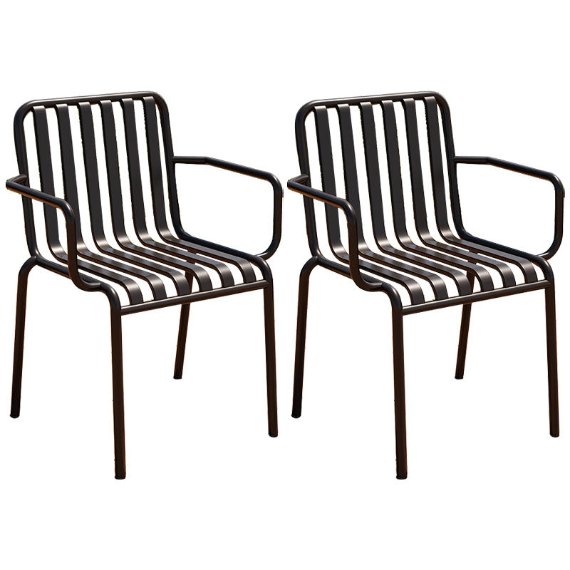 Contemporary Metal Kitchen and Dining Room Chair Slat Back Side Chair