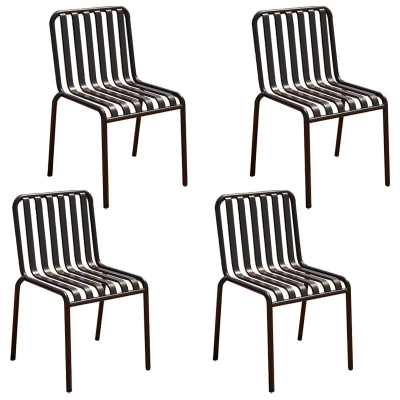 Contemporary Metal Kitchen and Dining Room Chair Slat Back Side Chair