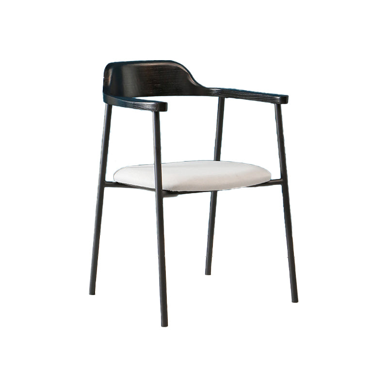 Modern Style Metal Arm Chair Open Back Dining Side Chair with Wood back