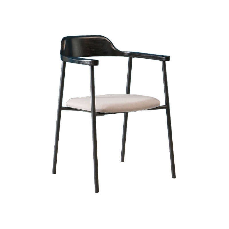 Modern Style Metal Arm Chair Open Back Dining Side Chair with Wood back