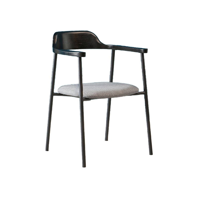 Modern Style Metal Arm Chair Open Back Dining Side Chair with Wood back