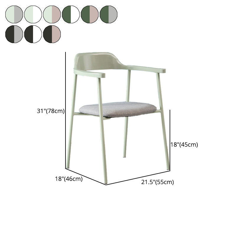 Modern Style Metal Arm Chair Open Back Dining Side Chair with Wood back