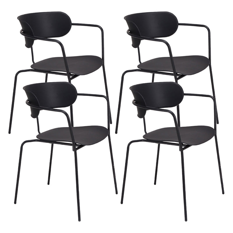 Glam Style Metal Arm Chair Open Back Side Chair for Dining Room (Set of 4)