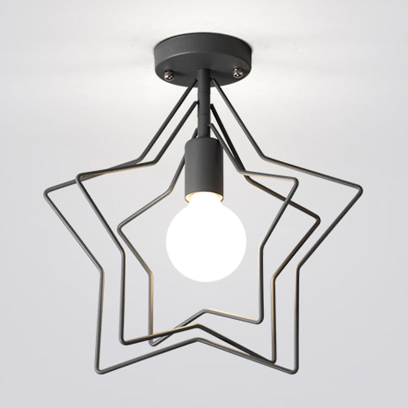 Geometric Shade Metal Flush Ceiling Light Industrial 1 Light Flush Mount Fixture