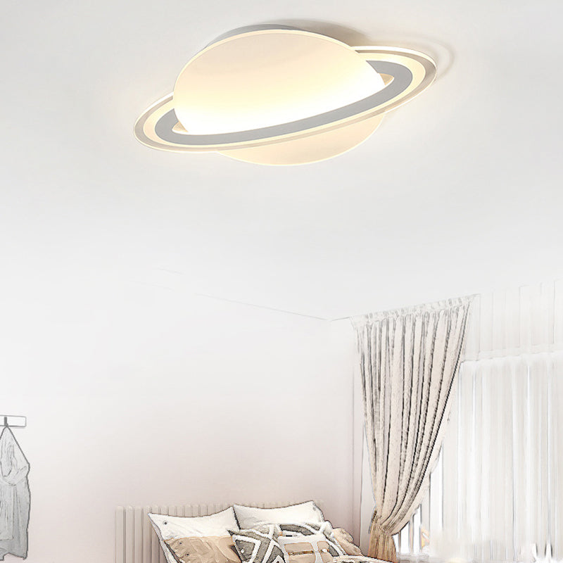 Round Shape Metal Flush Mount Light Kid Style 2 Lights Flush Mount Light Fixtures in White