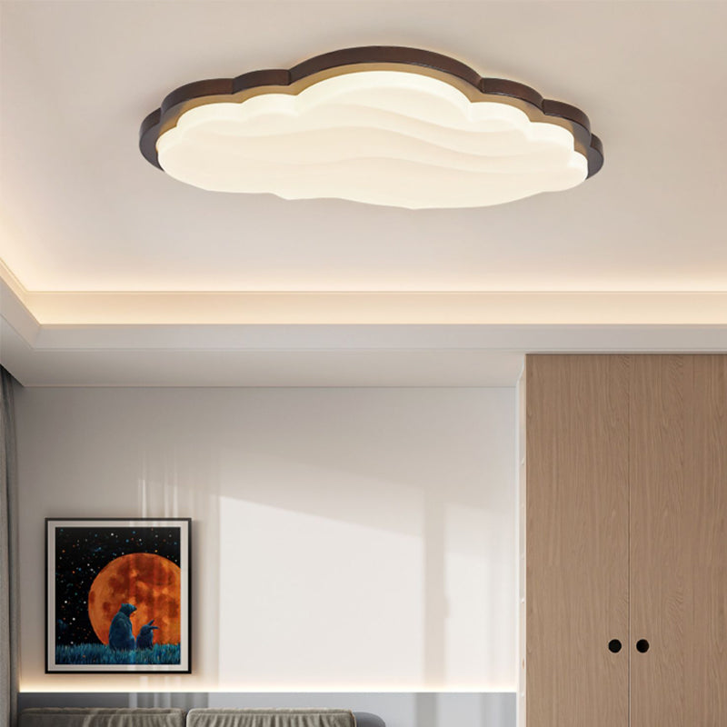 Cloud Wood Flush Mount Lighting Modern Style 1 Light Flush Mount Light Fixture