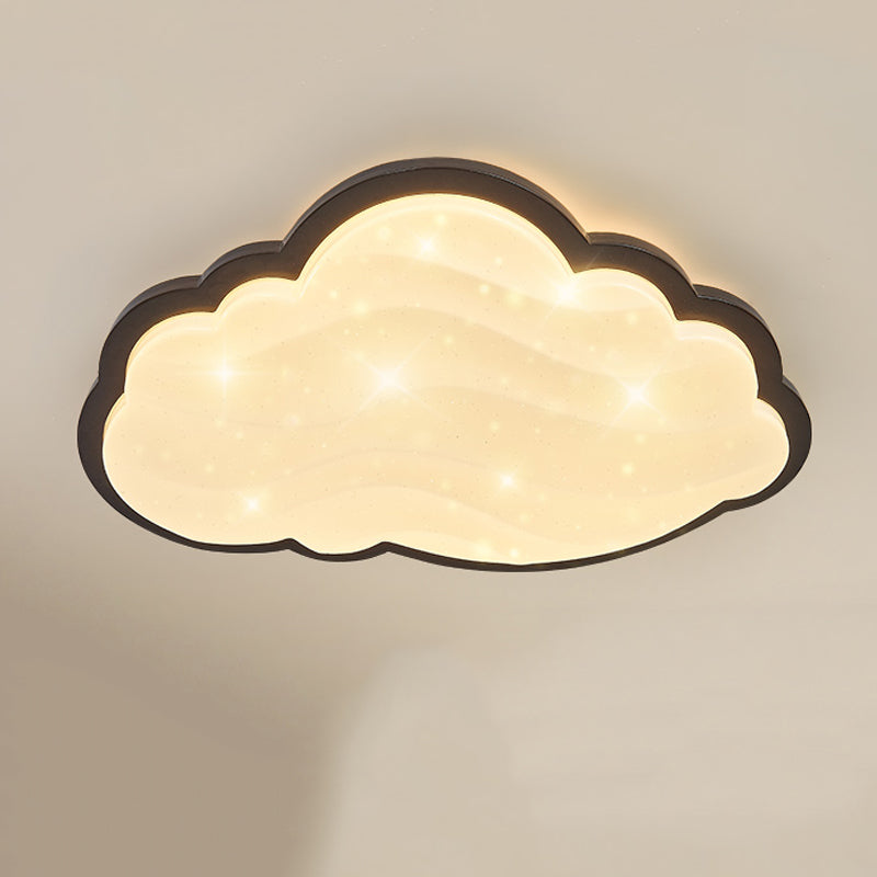 Cloud Wood Flush Mount Lighting Modern Style 1 Light Flush Mount Light Fixture