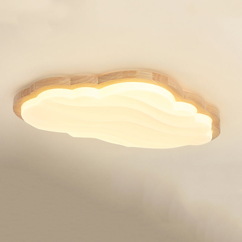 Cloud Wood Flush Mount Lighting Modern Style 1 Light Flush Mount Light Fixture