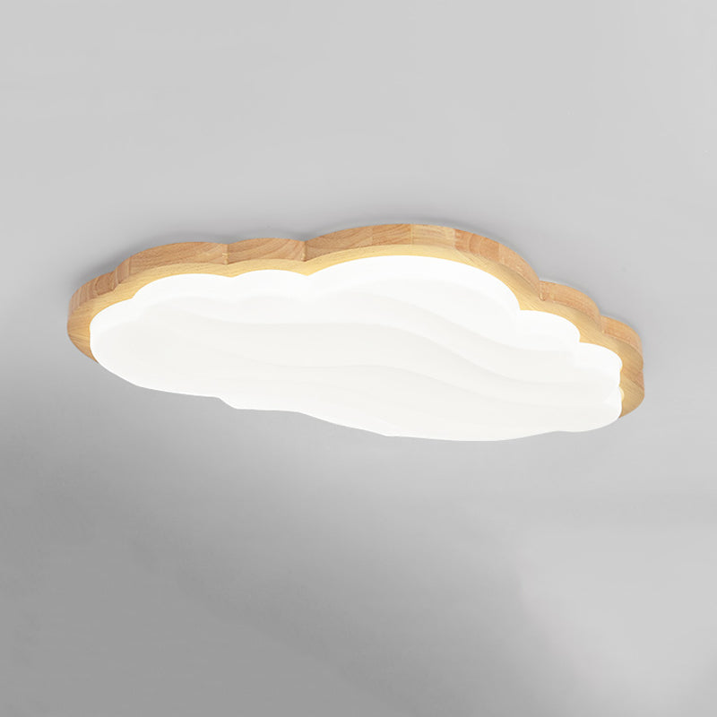 Cloud Wood Flush Mount Lighting Modern Style 1 Light Flush Mount Light Fixture