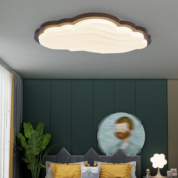 Cloud Wood Flush Mount Lighting Modern Style 1 Light Flush Mount Light Fixture