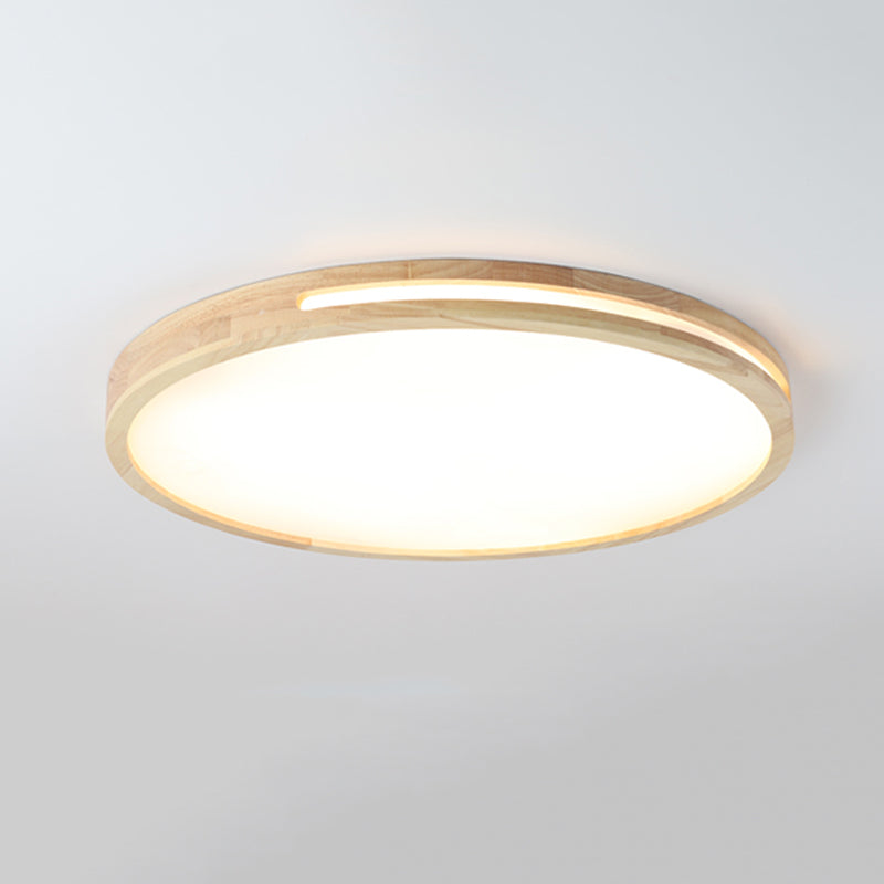 Holz runde Form Flush Mount Helle moderne 1-Lichtspiegel Flush-Halterung in Braun