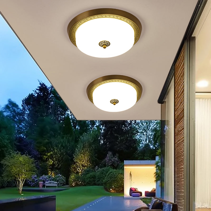 1 Light Round Flush Mount Light Modern Style Glass Flush Plafond Lights