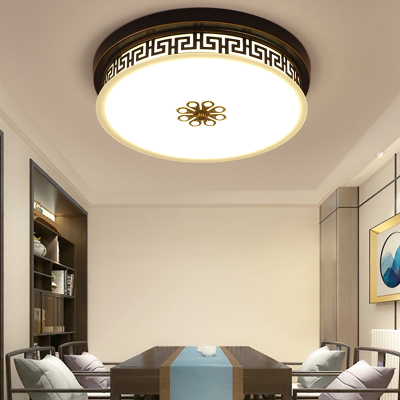 1-Light Round Flush Mount Light Modern Style Glass Flush Ceiling Lights