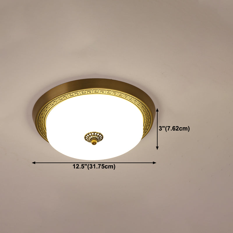 1-Light Round Flush Mount Light Modern Style Glass Flush Ceiling Lights