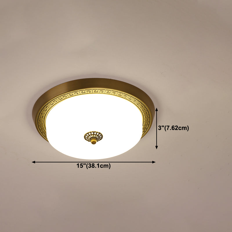 1 Light Round Flush Mount Light Modern Style Glass Flush Plafond Lights