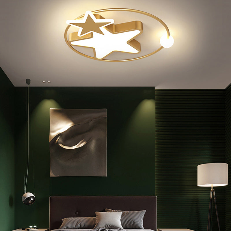 Modern Style Star Shape Ceiling Fixtures Metal 3 Light Flush Ceiling Light Fixtures