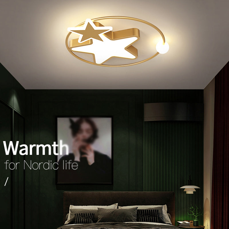 Modern Style Star Shape Ceiling Fixtures Metal 3 Light Flush Ceiling Light Fixtures