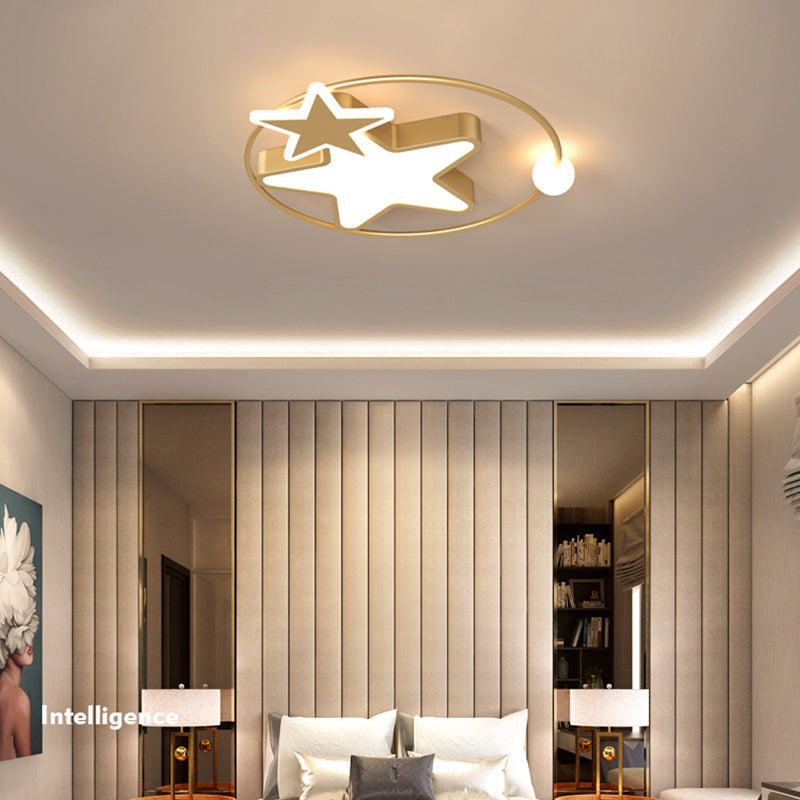 Fidutri a soffitto a forma di stella in stile moderno metallo 3 lampade a soffitto a filo chiaro